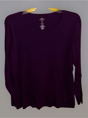 St. John's Bay Long-Sleeve Crewneck Top in Deep Plum NWOT
